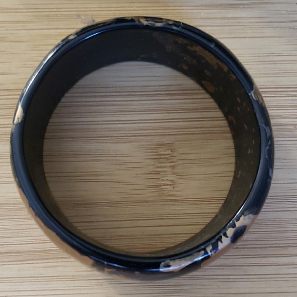 Elegant Gold and Black Wood Bangle Bracelet - Picture 6 of 8